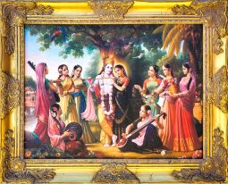 Framed Canvas Radha Gopinatha with Asthasakis